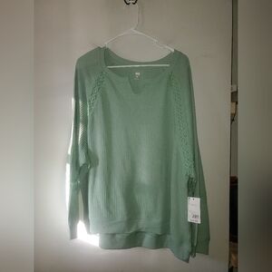 SO Mint Waffle Knit Top NWOT